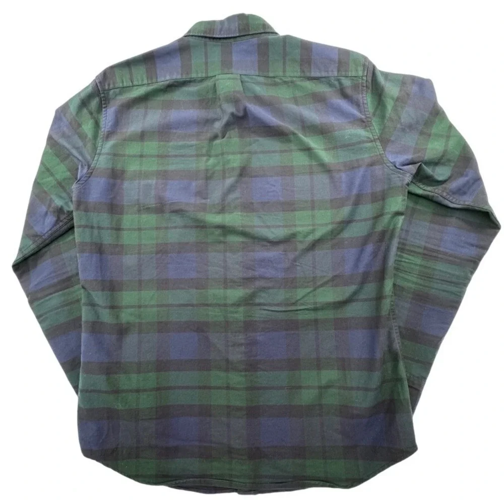 J. Crew Pima Cotton Button Down Shirt Plaid Long Sleeve‎ Green Blue Slim M